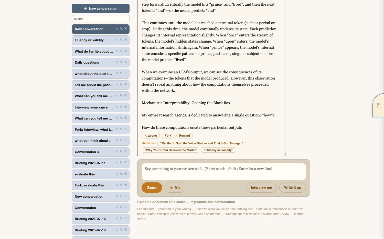 4. Chat — a conversation with your written self